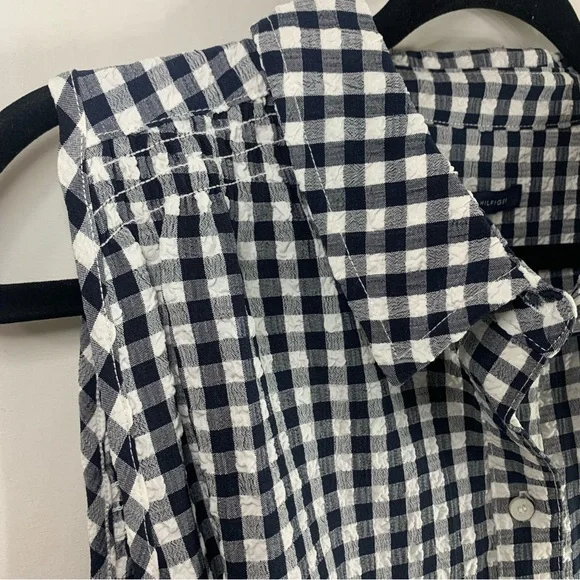 NWT Tommy Hilfiger Navy Gingham Sleeveless Belted Midi Dress, size 10 - Picture 6 of 16